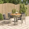 vidaXL Patio Dining Set - 5 Piece Garden Furniture with Cushions, Gray Poly Rattan Material, Solid Acacia Wood Tabletop, Powder-Coated Steel Frame - 2 of 4
