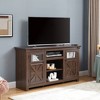 60" Large Modern TV Stand with Faux Stacked Stone Surround, Media Console Table with Spacious Storage Cabinet, TV Desk Storage Rack - 4 of 4