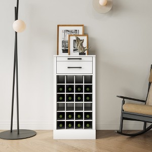 Modular Wine Bar Cabinet Ancona Modular 32 Bottle Wine Cabinet With Storage Shelves With Hutch For Dining Room Showcase Crafts Books Wine Glasses - 1 of 4