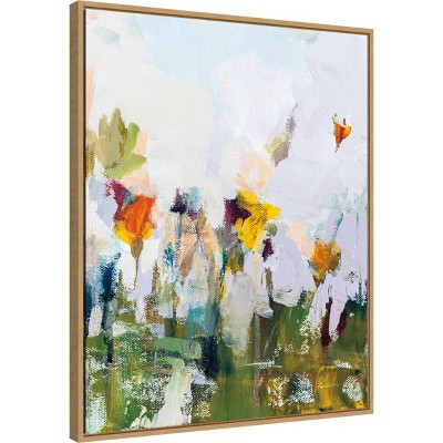 24" x 31" Colorful Floral Canvas Print with Natural Frame