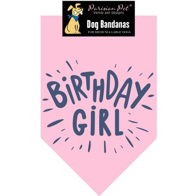 Parisian Pet 'Birthday Girl' Dog Bandana – Happy Birthday Pet Outfit, Party Scarf for Dogs & Cats, Perfect Gift & Accessories, Pink