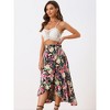 Allegra K Women's Tropical Floral Print Ruffle Self Tie Knot Split Beach Wrap Midi Skirt - image 2 of 4