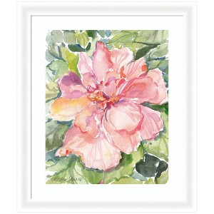 Kate and Laurel Framed Art Pink Hibiscus In Antigua by Patricia Shaw, 23x27, Oliver White Narrow - 1 of 4