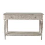 LuxenHome Whitewashed Wood 3-Drawer 1-Shelf Console and Entry Table