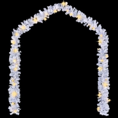 vidaXL 16 ft White PVC Christmas Garland with Adjustable LED Lights, Perfect for Indoor and Outdoor Holiday Decoration, Economical and Easy to Store