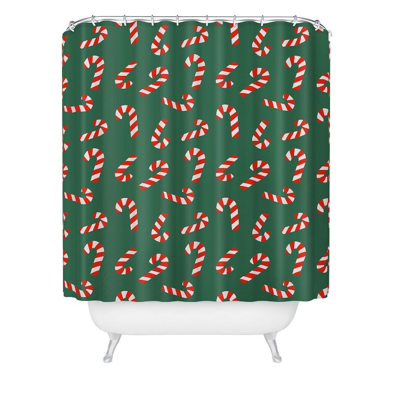 Lathe & Quill Candy Canes Green Shower Curtain - Deny Designs, 1 of 4