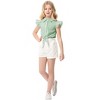 Girls Sleeveless Plaid Button Down Shirt Summer Crop Tops Tie Knot Ruffle Sleeve Shirt Blouse 3-12Y - 3 of 4