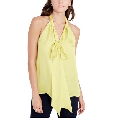 Rachel Roy Womens Madeline Tie-Front Knit Blouse, Yellow, 4