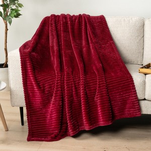 PAVILIA Super Soft Fleece Flannel Ribbed Striped Throw Blanket, Luxury Fuzzy Plush Warm Cozy for Sofa Couch Bed - 1 of 4
