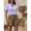 INSPIRE CHIC Women's Casual Summer Elastic High Waisted Drawstring Wide Leg Shorts with Pockets - 2 of 4
