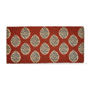 tagltd 1'6"x2'6" Paradiso Blue Block Print Rectangle Indoor and Outdoor Estae Coir Door Welcome Mat Red Background - 1 of 2