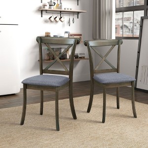 Sapphtopaz Dining Chairs Set of 2 Upholstered Kitchen Side Chair with Wooden Cross X Back Farmhouse Chairs for Dining Room, Living Room - 1 of 4