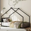 House Bed with Roof and Colorful Lights, Metal Bed Frame with Slats and Legs - 3 of 4