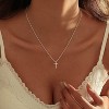 Dainty Gold Cross Necklace for Women, 14K Gold Plated Small Pendant Choker - 4 of 4