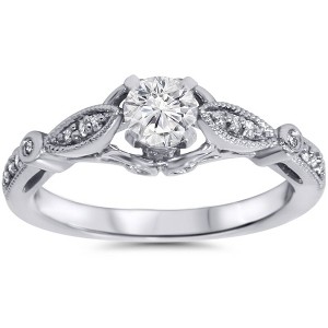 Pompeii3 5/8ct Vintage Round Diamond Engagement Ring 14K White Gold - 1 of 4
