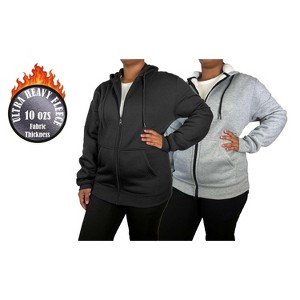 Blue Ice Women's Loose Fit Super Heavyweight Fleece Lined Full-Zip Hoodie-2 Pack - 1 of 3