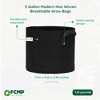 FCMP Outdoor 5 Gallon Modern Lightweight Non Woven Insulating Fabric Breathable Grow Bags for Indoor or Outdoor Gardening, Black (5 Pack) - image 3 of 4