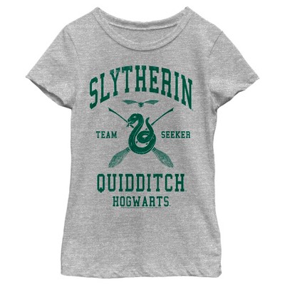 Girl's Harry Potter Slytherin Quidditch Team Seeker T-Shirt - Athletic  Heather - Large