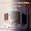 JOYMOR Luminous Unicorn Kids Vanity, 2-in-1 Toddler Vanity, w/Tri-Fold Mirror, 1 Drawer, Kids Vanity Table and Chair Set for Girls, Perfect Birthday - 4 of 4