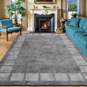Area Rugs: Washable Non-Slip Simple Geometric Carpet, Soft Low Pile Foldable Stain Resistant Rugs for Bedroom, Home - 1 of 4