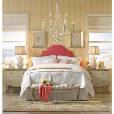 Distressed Light Blue Ceramic Table Lamp with Off-White Shade