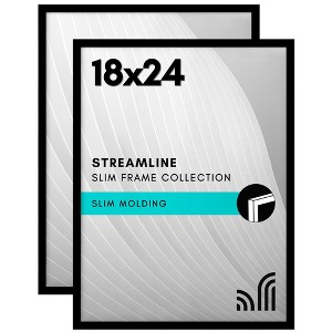 Americanflat 18x24 Poster Frame with Polished Plexiglass - Set of 2 - Streamline Collection - Thin Border Picture Frame for Wall Display - Black - 1 of 4