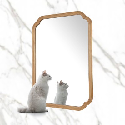 Natural Wood Scalloped Edge Wall Mirror 30" x 40"