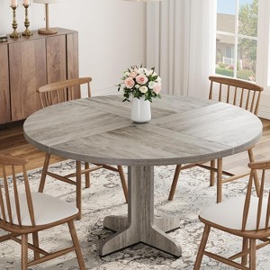 47in Round Dining Table for 4-6 People, 1.18in thick Circle Kitchen Table with Wooden Tabletop and Legs for Dining Room Living Room - 1 of 4