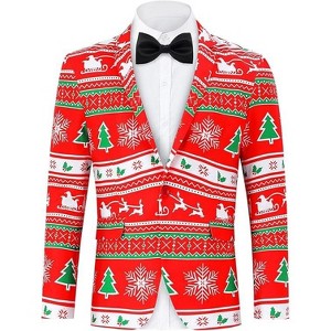 Men's Printed Blazer Casual Slim Fit One Button Sports Coat Festival Party Jacket - 1 of 4