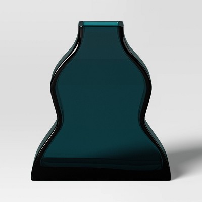 Large Teal Curved Glass Vase - Threshold™