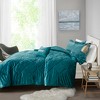 Gulches Twin Twin XL Teal 3 Piece Velvet Comforter Set with Throw Pillow - 4 of 4