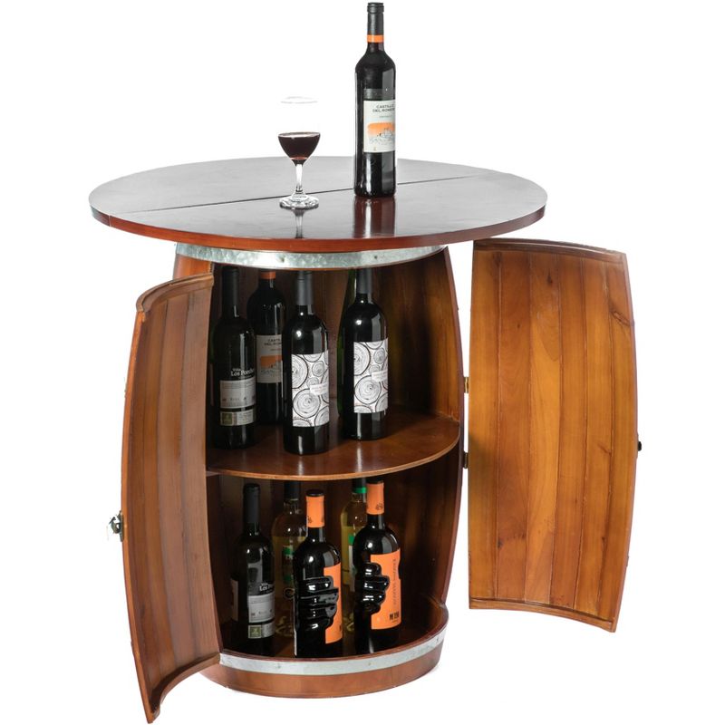 Vintiquewise Wine Barrel Round Table Wine Storage Cabinet, 6 of 11
