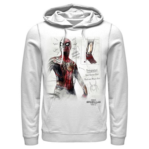 Men's Marvel Spider-Man: No Way Home Integrated Suit Sketch Pull Over  Hoodie - White - 2X Large