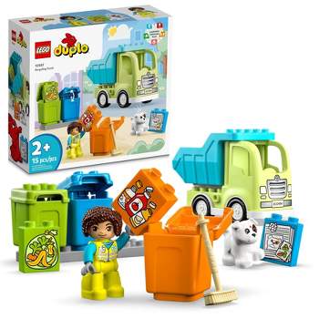  LEGO DUPLO Family House on Wheels 10986, auto de juguete para  niños y niñas de 2 años de edad, juguetes de aprendizaje preescolar, juego  de ladrillos grandes para acampar : Juguetes