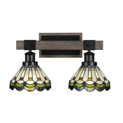 Toltec Lighting Tacoma 2 - Light Vanity in  Black/Painted Wood with 7" Cyprus Art Glass Shade