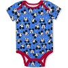 Disney Baby Boy's Mickey Mouse 5 Piece Bodysuit, Graphic Printed Baby Creepers Set - Blue, Gray, White, Red / Size 3M - 3 of 4