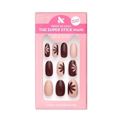 Olive & June Fake Nails - Big Duo Toned Flowers - M Oval - 32ct