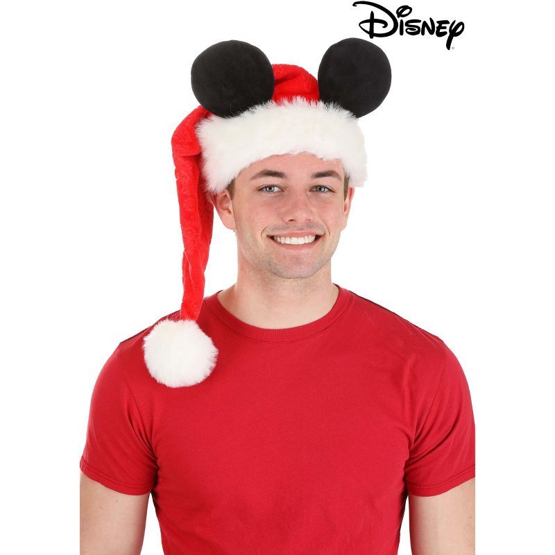 HalloweenCostumes.com One Size Fits Most   Disney Mickey Mouse Santa Cap | Disney Hats, Black/Red/White, 4 of 7