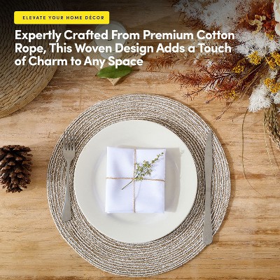 Two Tone Cotton 15" Round Woven Placemat Sets by Sweet Home Collection™