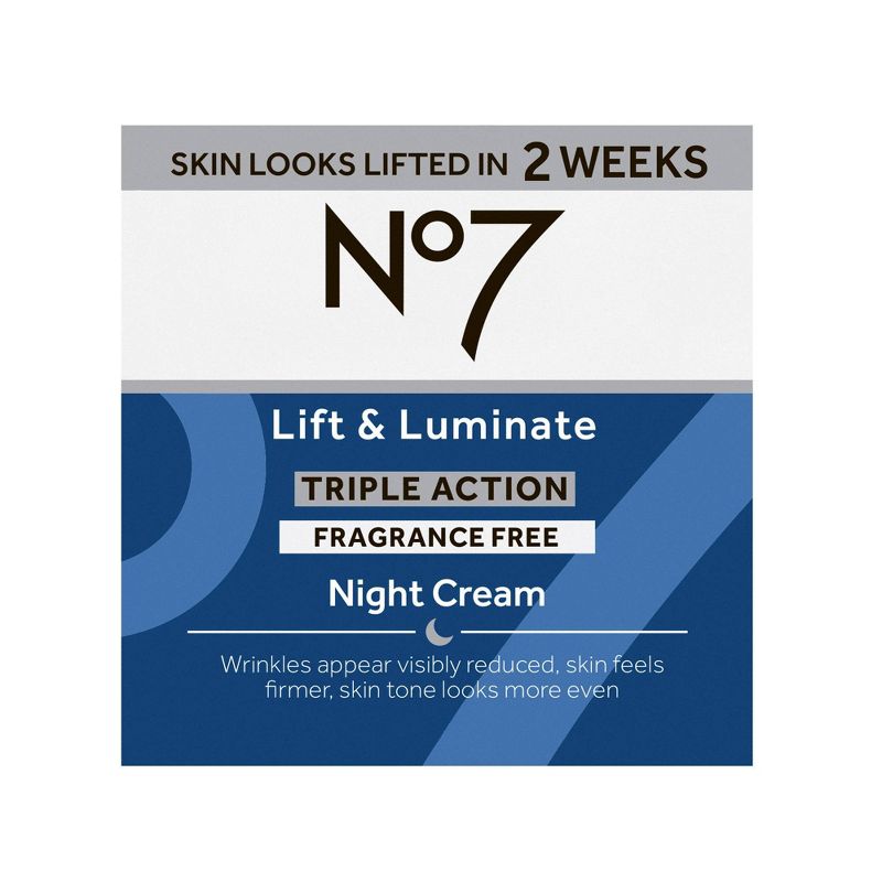 No7 Lift &#38; Luminate Triple Action Fragrance Free Night Cream - 1.69 fl oz, 5 of 11