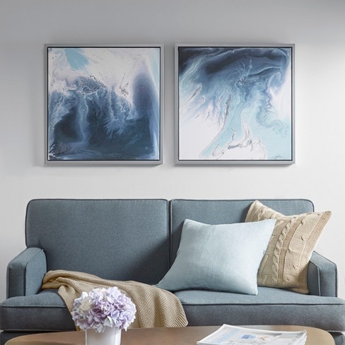 Blue canvas deals wall art