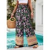 Women's Summer Casual Boho Wide leg Pants High Waist Flowy Palazzo Pants With Ethnic Style Lounge Trousers - 2 of 4