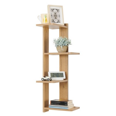 Chestnut 4-Tier Corner Floating Wood Wall Shelf