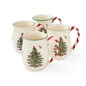 Spode Christmas Tree 14 Oz Mug with Peppermint Handle, Set of 4 - 1 of 4