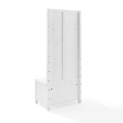 Kayce 58" Modern White Herringbone Hall Tree with Storage
