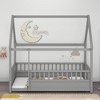 Lyngins Kids' Floor Bed Frame with Wooden House Roof & High Fence Guardrails, Pine Wood Twin Size Toddler Bed/Child Bed, Easy Assembly - 3 of 4