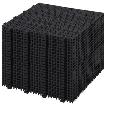 DOMETOUR 12 x 12 Inch Black Interlocking Deck Tiles Plastic Waterproof Outdoor Anti-Slip for Bathroom Shower Balcony Porch Rosette Pattern