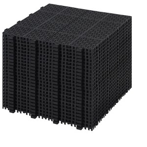 DOMETOUR 12 x 12 Inch Black Interlocking Deck Tiles Plastic Waterproof Outdoor Anti-Slip for Bathroom Shower Balcony Porch Rosette Pattern - 1 of 4