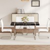 CAVINAS Dining Table Set for 4 Rustic Industrial Rectangular Dining Table with MDF Tabletop with 4 PU Chairs for Kitchen - 2 of 4