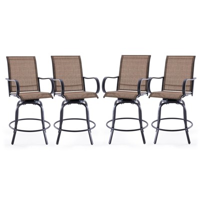 Maggift Patio Seating Sets, wivel Bar Stools Set of 4, Ergonomic Design, All Weather Use for Patio, Balcony and Poolside, Brown, 25.2"*25.2"*48.6"